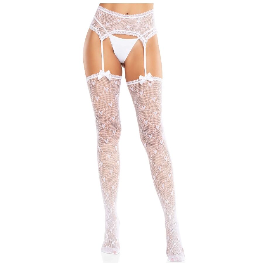 LEG AVENUE – CALZE A CUORE CON GIARRETTIERE BIANCO