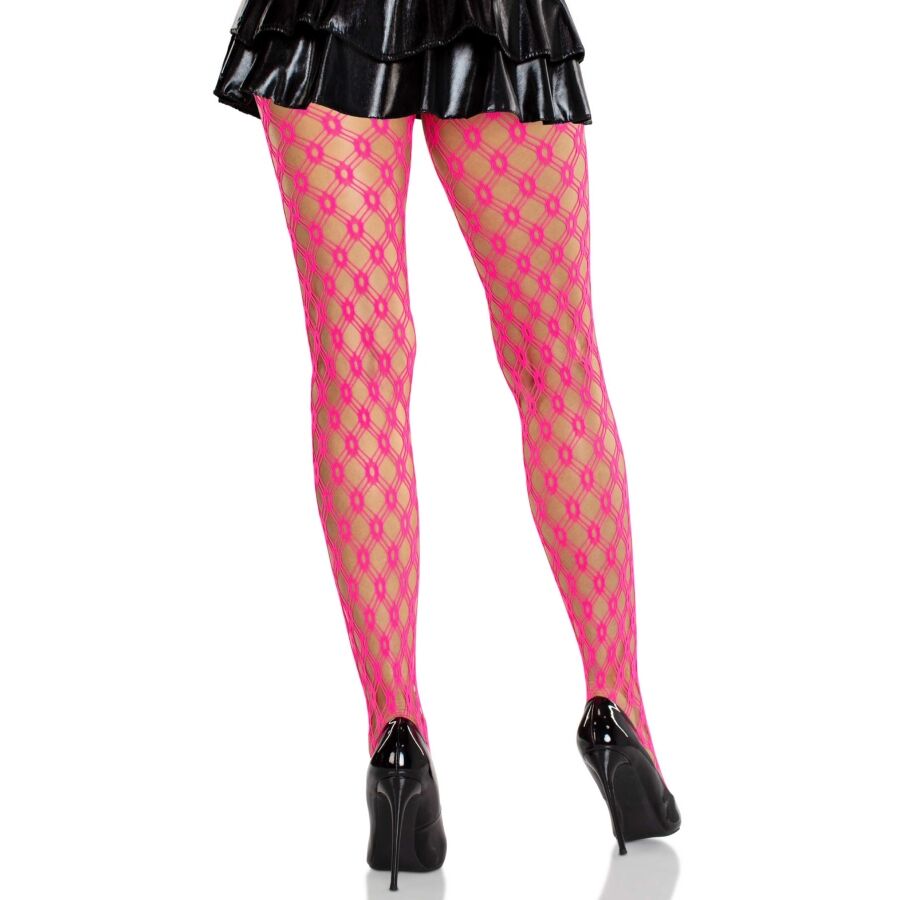 LEG AVENUE - COLLANT IN PIZZO CON OCCHIELLI ROSA NEON - immagine 2