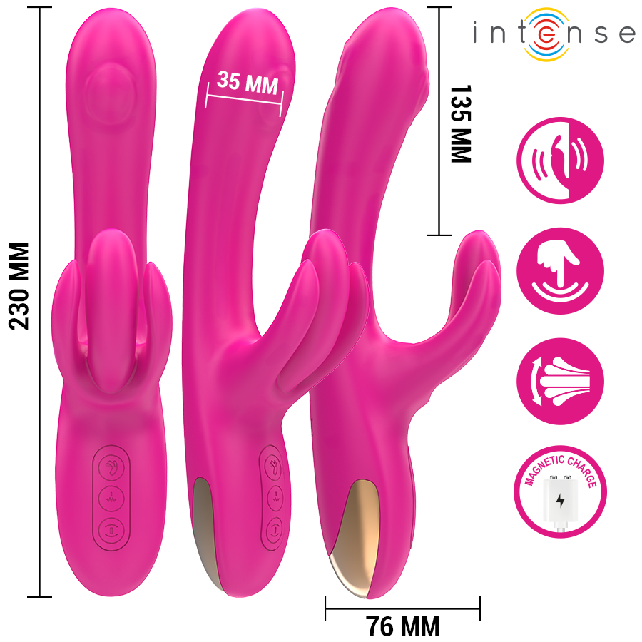 INTENSE - VIBRATORE MULTIFUNZIONE CONIGLIO BRITNEY 23 CM ROSA - immagine 2