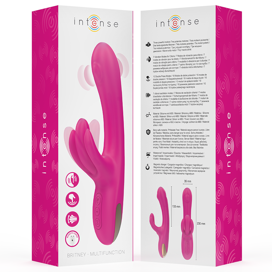 INTENSE - VIBRATORE MULTIFUNZIONE CONIGLIO BRITNEY 23 CM ROSA - immagine 6