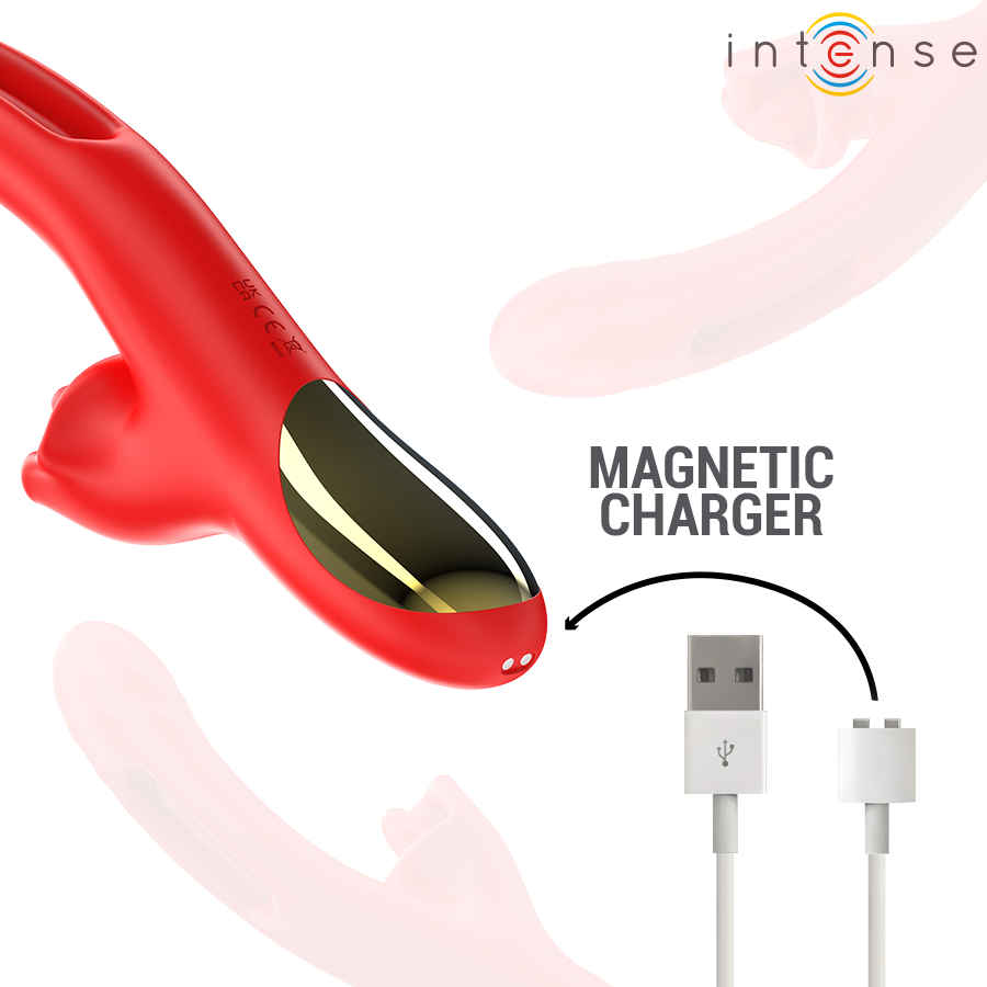 INTENSE - JESSICA VIBRATORE MULTIFUNZIONE STIMOLAZIONE CLITORIDE 24,8 CM ROSSO - immagine 4