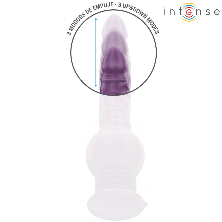 INTENSE - VIBRATORE MULTIFUNZIONE TATUM CON VIBRAZIONE SU E GIÙ 24 CM VIOLA - immagine 3