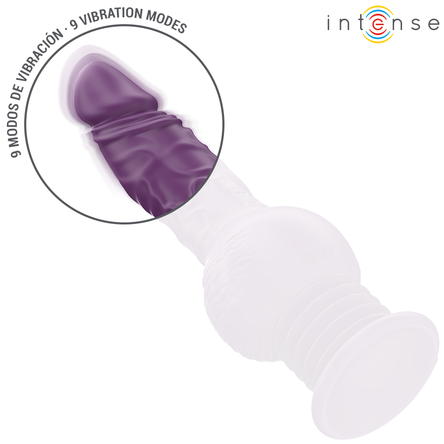INTENSE - VIBRATORE MULTIFUNZIONE TATUM CON VIBRAZIONE SU E GIÙ 24 CM VIOLA - immagine 5