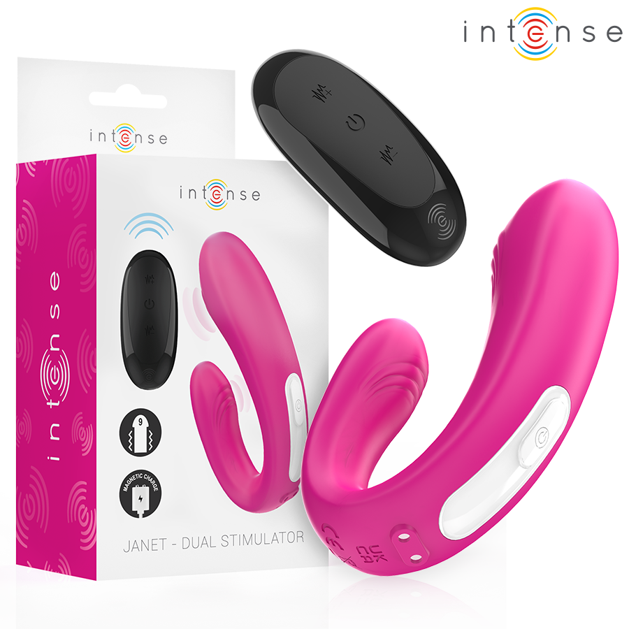 INTENSE – JANET DUAL STIMOLATORE E VIBRATORE A FORMA DI U CON TELECOMANDO ROSA