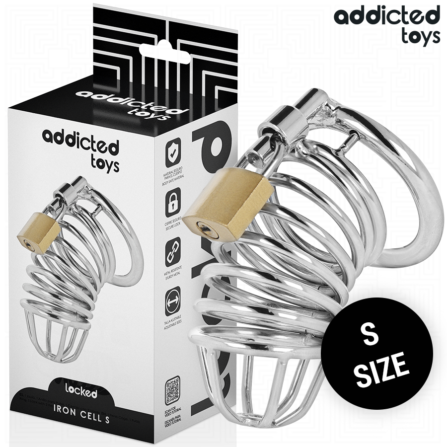 ADDICTED TOYS LOCKED – GABBIA PER PENE IN METALLO CON CELLULE DI FERRO 4 CM TAGLIA S