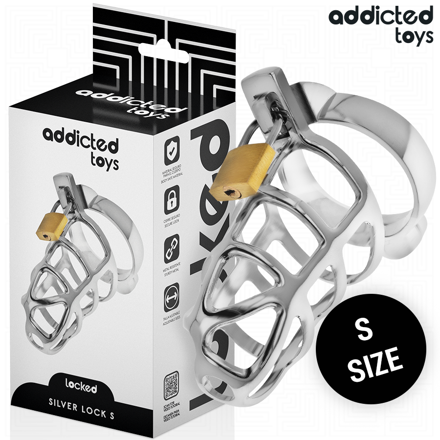 ADDICTED TOYS LOCKED – GABBIA PER PENE IN METALLO CON BLOCCAGGIO ARGENTO TAGLIA S