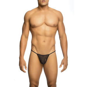 MOB – TANGA TRANSPARENTE CON FORMA DE T NEGRO TALLA S/M