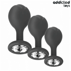 ADDICTED TOYS – SET DI 3 TAPPI ANALI CON GIOIELLO