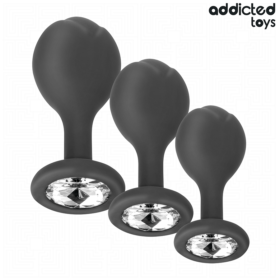 ADDICTED TOYS – SET DI 3 TAPPI ANALI CON GIOIELLO