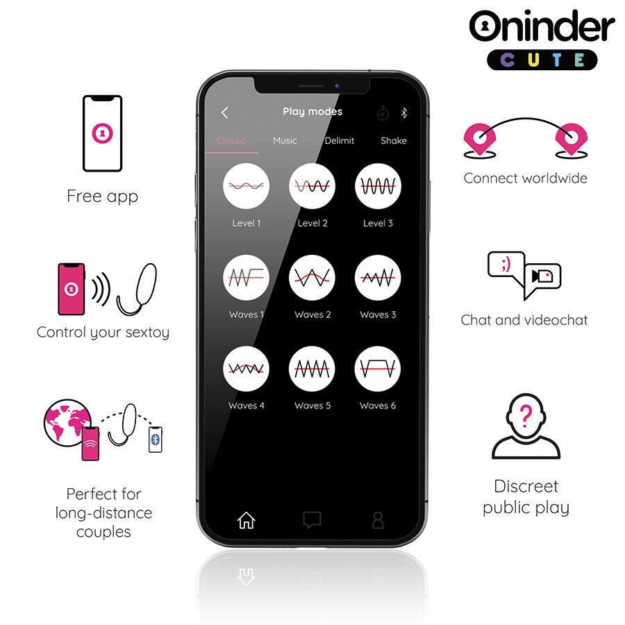 ONINDER CUTE - UOVO IN SILICONE CON VIBRO-ONDA E PIACERE - APP GLOBALE GRATUITA - immagine 4