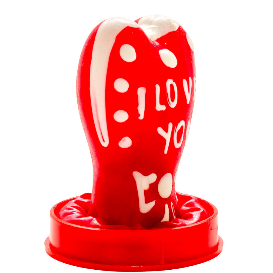 CONDOMERIE - PRESERVATIVI NOVITÀ DIPINTI A MANO CUORE - MODELLO I LOVE YOU 1 - immagine 4