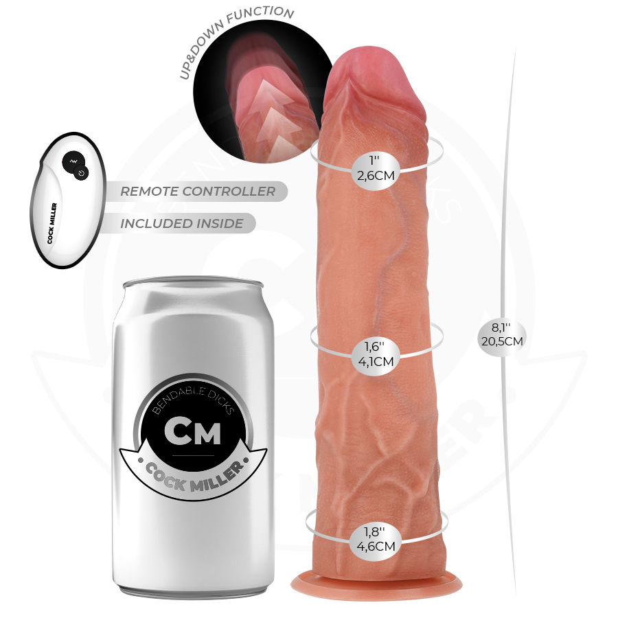 COCK MILLER - DILDO IPERREALISTICO CON VENTOSA E SPINTA CON TELECOMANDO 20,5 CM - immagine 3