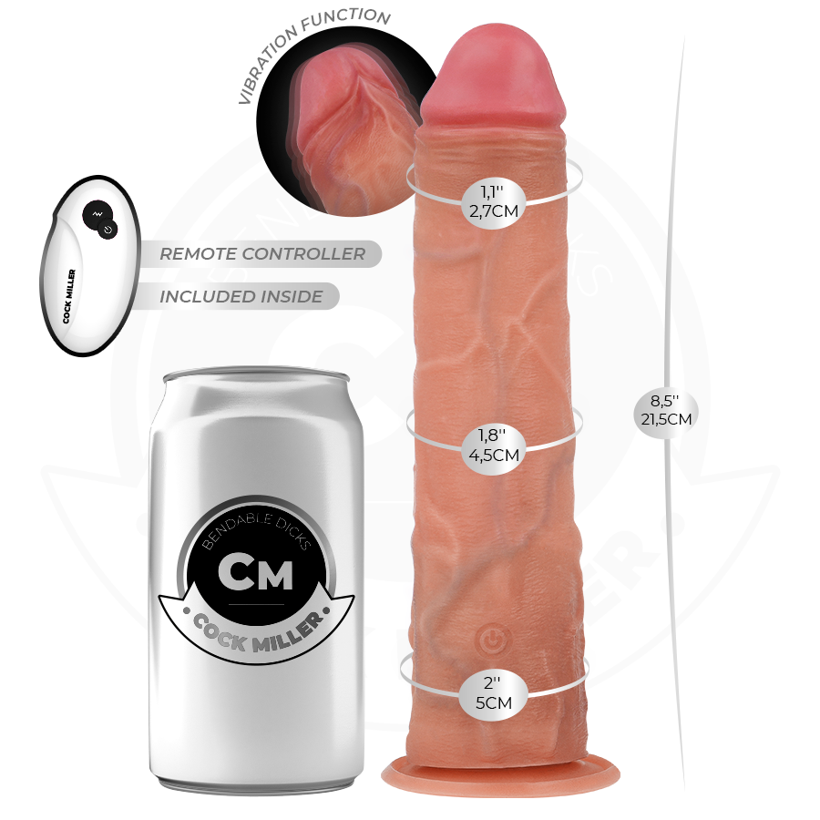 COCK MILLER - DILDO REALISTICO CON VENTOSA E VIBRAZIONE CON TELECOMANDO 21,5 CM - immagine 3