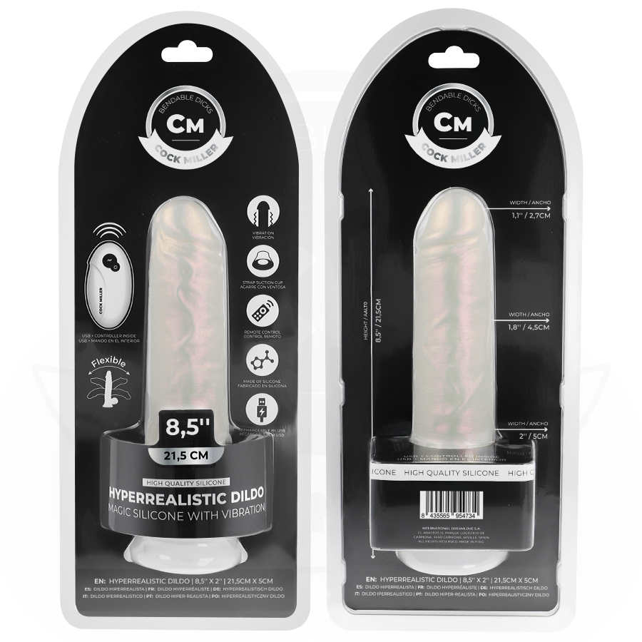 COCK MILLER - DILDO CON VENTOSA, LUCI E VIBRAZIONE CON TELECOMANDO BIANCO 21,5 CM - immagine 8