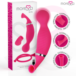 MORESSA – KIRK DUO ASPIRAZIONE + MASSAGGIATORE MULTI-PERFORMANCE IN SILICONE PREMIUM RICARICABILE