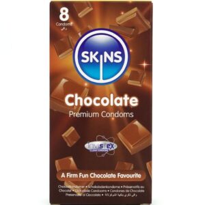SKINS – PRESERVATIVI PREMIUM AL CIOCCOLATO CONFEZIONE DA 8