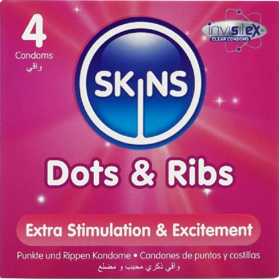 SKINS – DOTS & RIBS PREMIUM CONDOMS CONFEZIONE DA 4