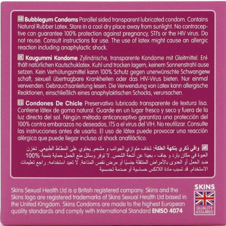 SKINS - BUBBLEGUM PREMIUM CONDOM CONFEZIONE DA 4 - immagine 2