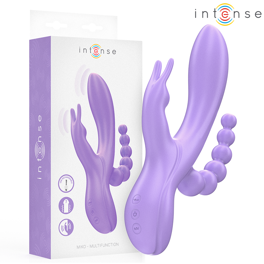 INTENSE – MIKO TRIPLO VIBRATORE CONIGLIO & STIMOLATORE & ANALE 7 VIBRAZIONI VIOLA