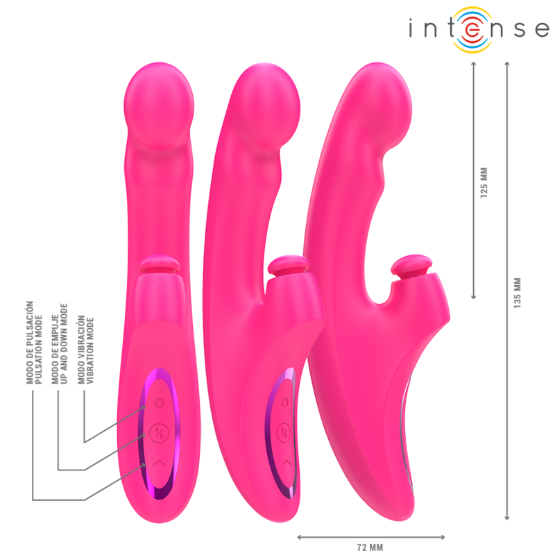INTENSE - VIBRATORE EMI 13,5 CM MULTIFUNZIONE 3 IN 1 10 VIBRAZIONI ROSA - immagine 3