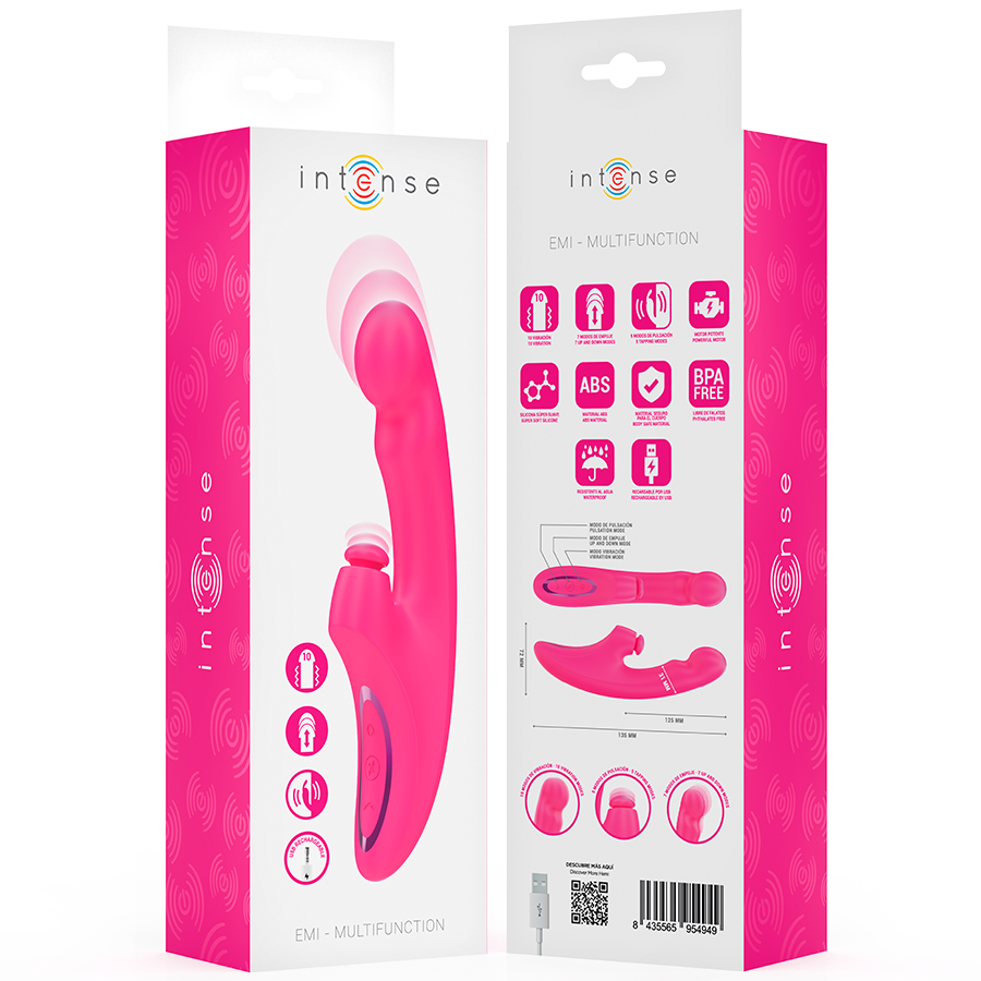 INTENSE - VIBRATORE EMI 13,5 CM MULTIFUNZIONE 3 IN 1 10 VIBRAZIONI ROSA - immagine 7
