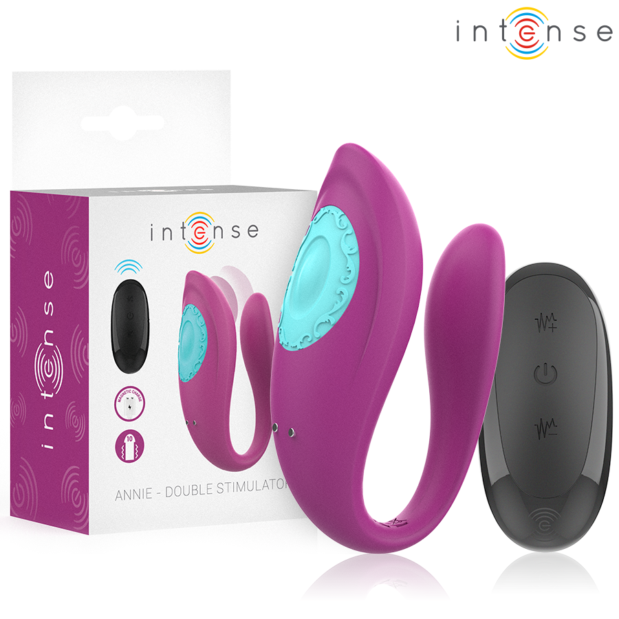 INTENSE – ANNIE VIBRATORE E STIMOLATORE A FORMA DI U TELECOMANDO VIOLA