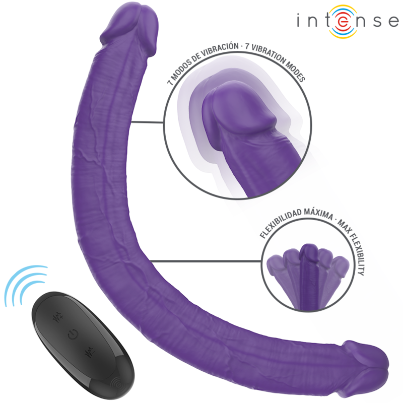 INTENSE - GUNTER DILDO DOPPIO VIBRATORE 40 CM VIOLA TELECOMANDO - immagine 2