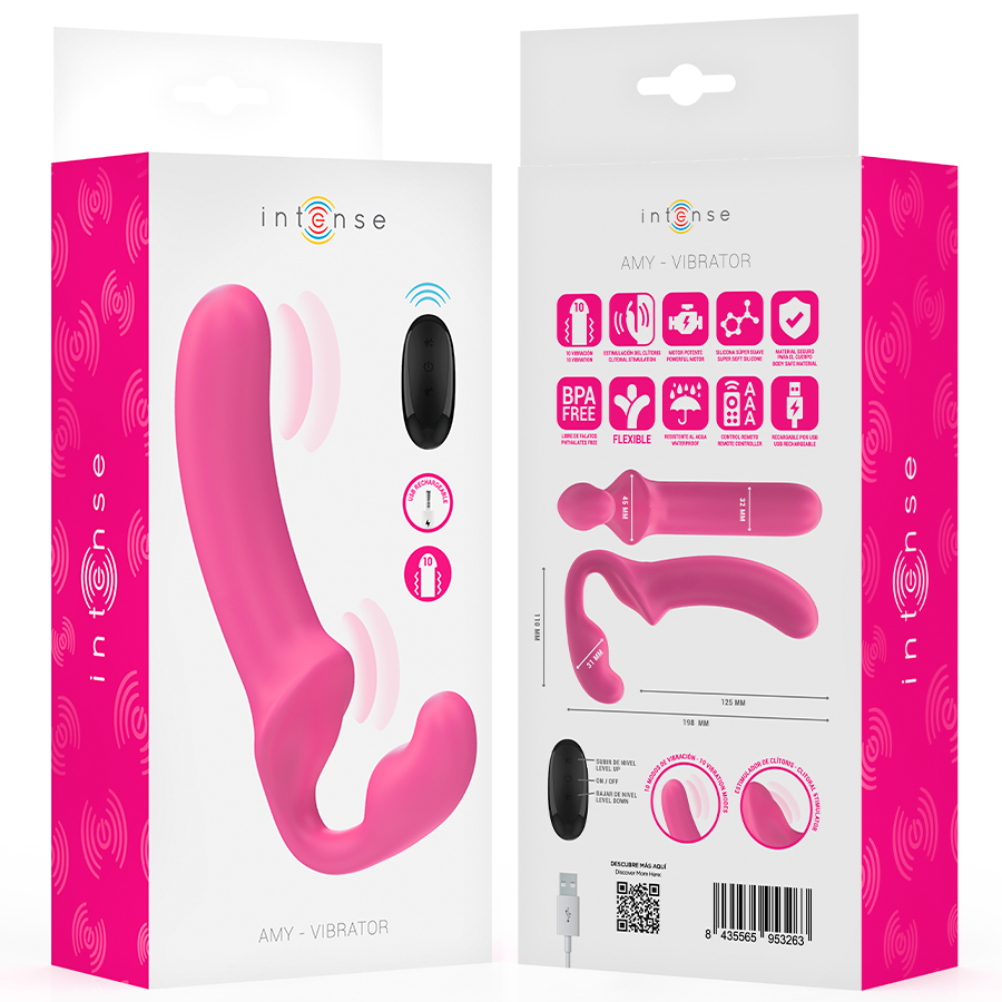 INTENSE - AMY DOPPIO VIBRATORE 20 CM ROSA TELECOMANDO - immagine 8