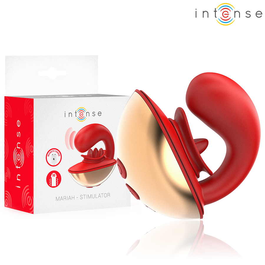 INTENSE – VIBRATORE E STIMOLATORE MARIAH A FORMA DI U 10 VIBRAZIONI ROSSO