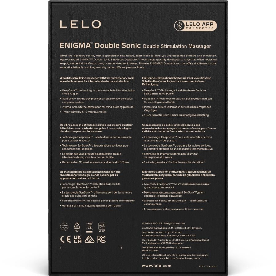 LELO - ENIGMA DOUBLE SONIC VIBRATOR POINT G NERO - immagine 4