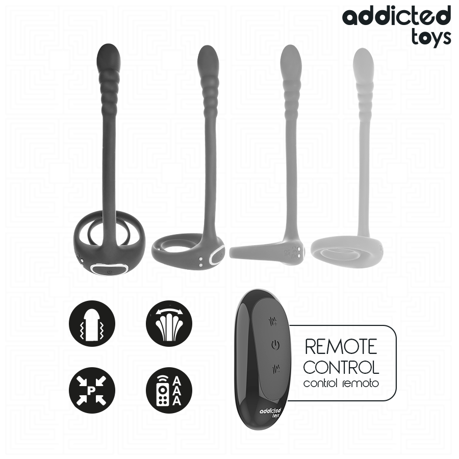 ADDICTED TOYS - ANELLO VIBRANTE PER IL PENE CON TELECOMANDO P-SPOT - immagine 6