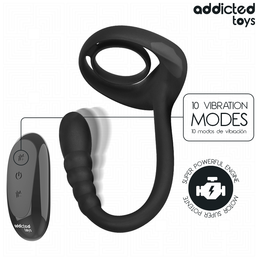 ADDICTED TOYS - ANELLO VIBRANTE PER IL PENE CON TELECOMANDO P-SPOT - immagine 5