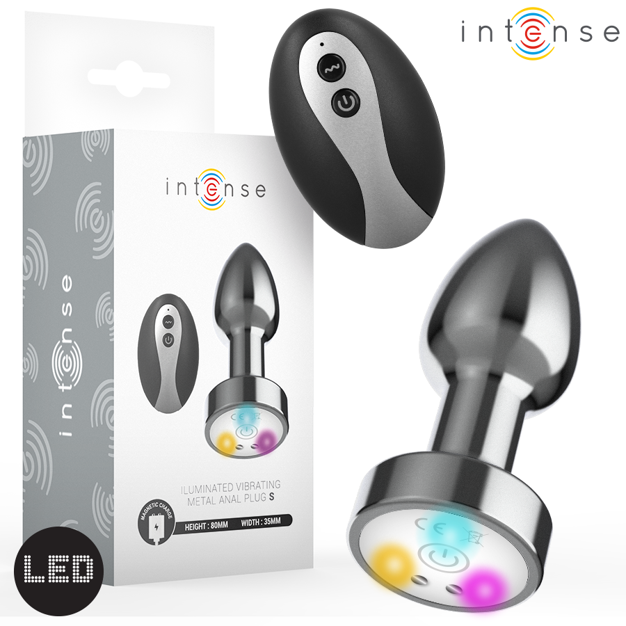 INTENSE – PLUG ANALE VIBRANTE IN METALLO CON LUCI LED E TELECOMANDO – TAGLIA S