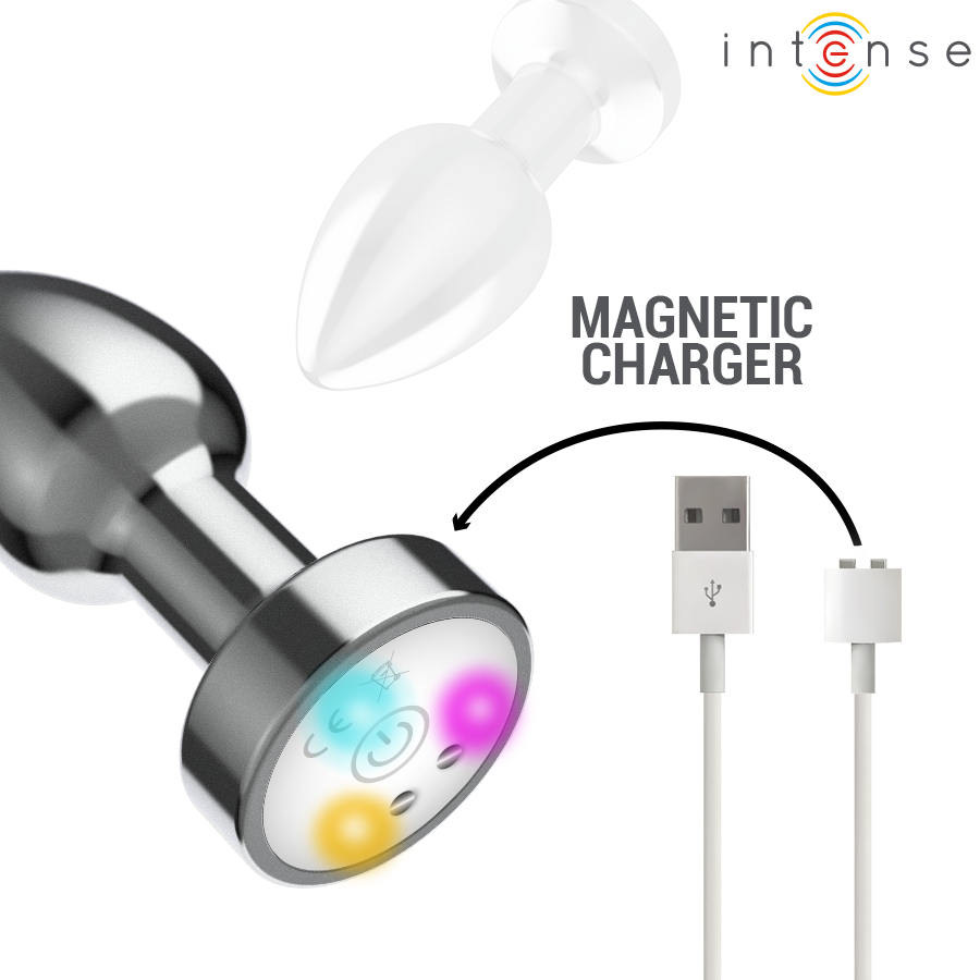 INTENSE - PLUG ANALE VIBRANTE IN METALLO CON LUCI LED E TELECOMANDO - TAGLIA S - immagine 4