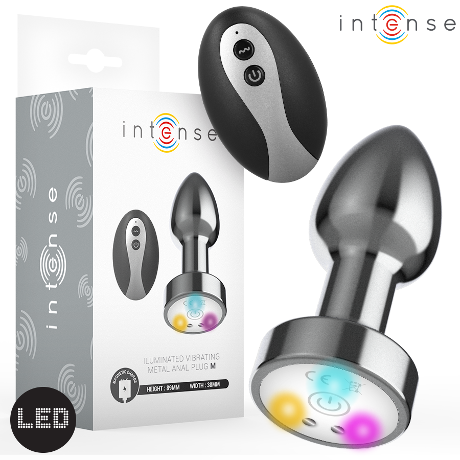 INTENSE – PLUG ANALE VIBRANTE IN METALLO CON LUCI LED E TELECOMANDO – TAGLIA M