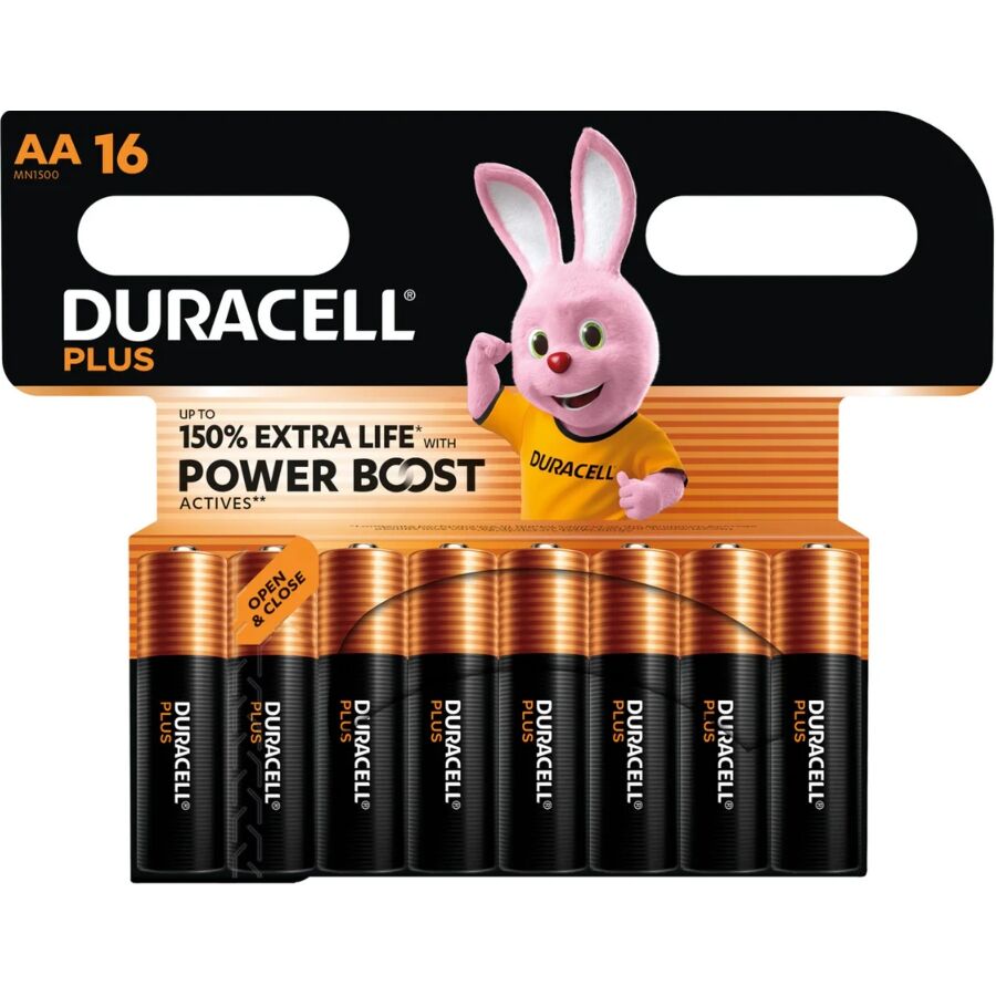 DURACELL – PLUS POWER BOOST BATTERIA ALCALINE AA LR6 BLISTER x 16 DURACELL – PLUS POWER BOOST BATTERIA ALCALINE AA LR6 BLISTER x 16