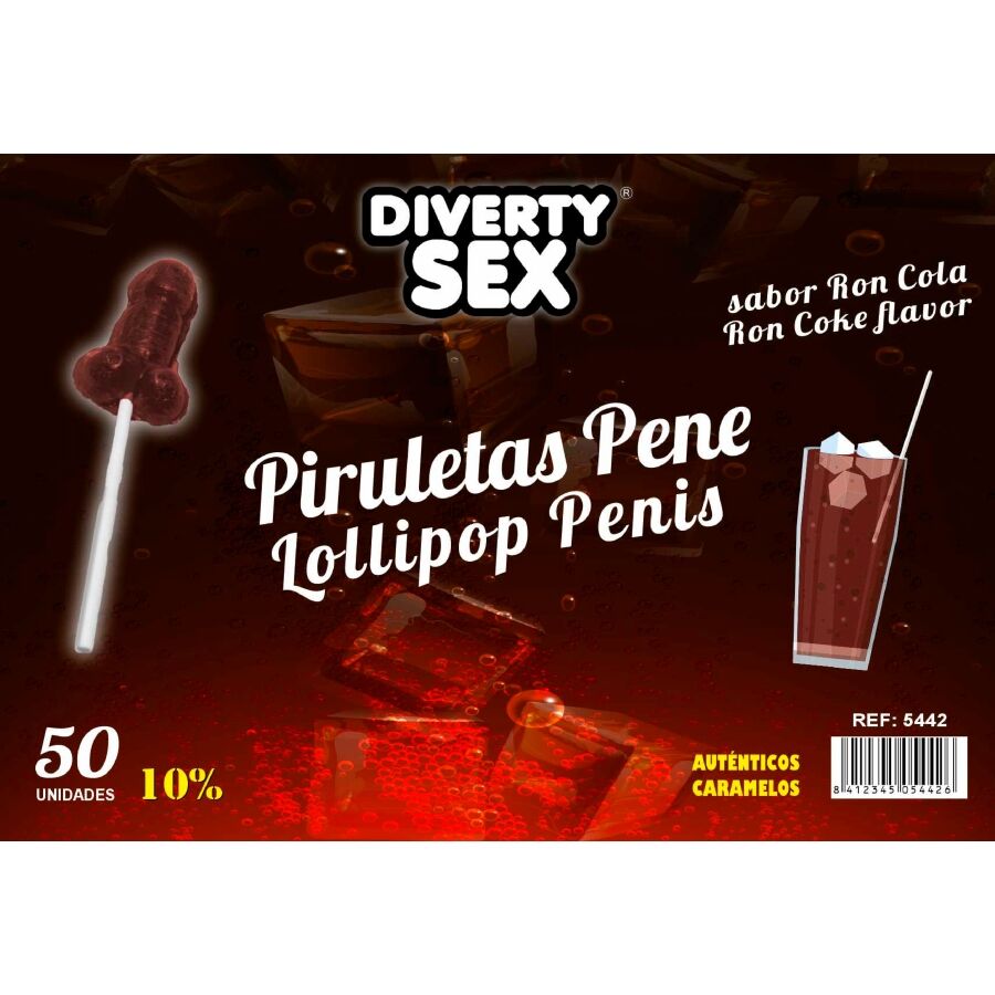 DIABLO GOLOSO – 50 LECCA LECCA AL PENE GUSTO RON COLA 10% ALCOOL