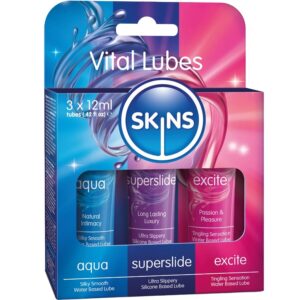 SKINS – VITAL LUBES KIT LUBRICANTES AQUA, SUPERSLIDE & EXCITE 3 x 12 ML