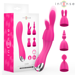 INTENSE – VIBRATORE CHER CON 20 MODALITÀ E TESTINE INTERCAMBIABILI
