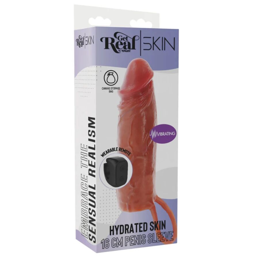 GET REAL - GUAINA VIBRANTE PER PENE IN SILICONE PER PELLE IDRATATA CARAMELLO 16 CM - immagine 4