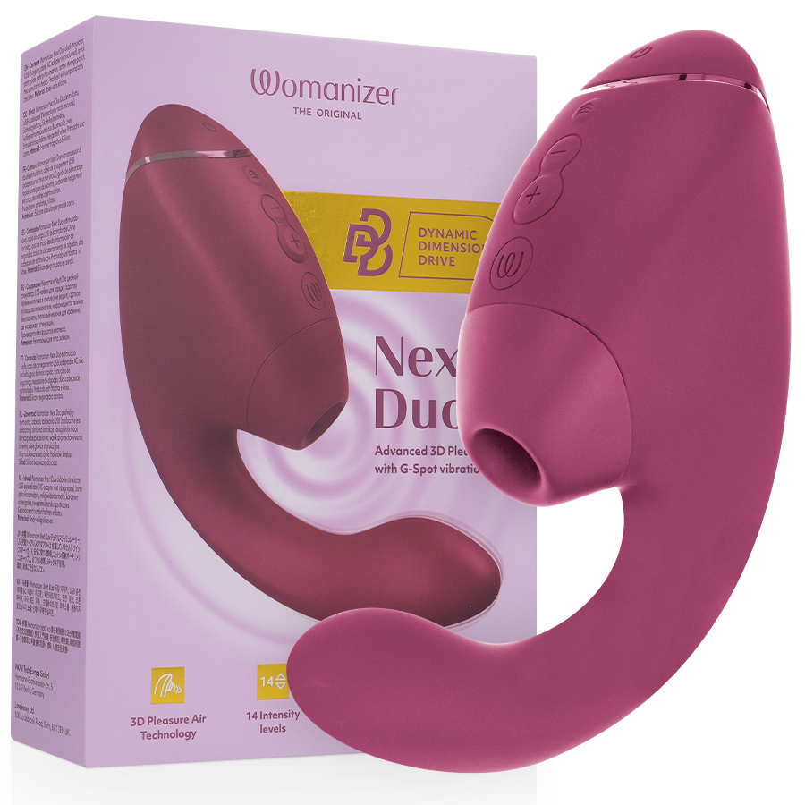 WOMANIZER – DUO NEXT STIMOLATORE DOPPIO CLITORIDEO E PUNTO G ROSA SCURO