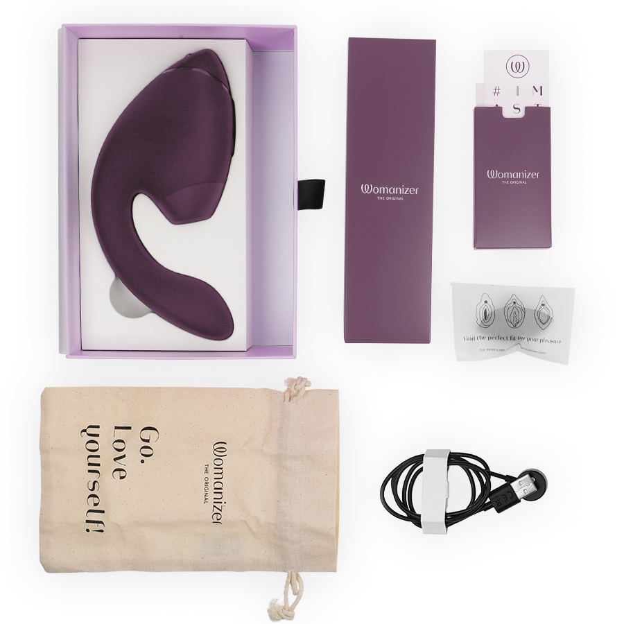 WOMANIZER - DUO NEXT STIMOLATORE DOPPIO CLITORIDEO E PUNTO G VIOLA SCURO - immagine 4