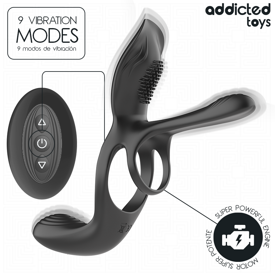 ADDICTED TOYS - DOPPIO ANELLO PER PENE CON STIMOLATORE CLITORIDEO - immagine 3