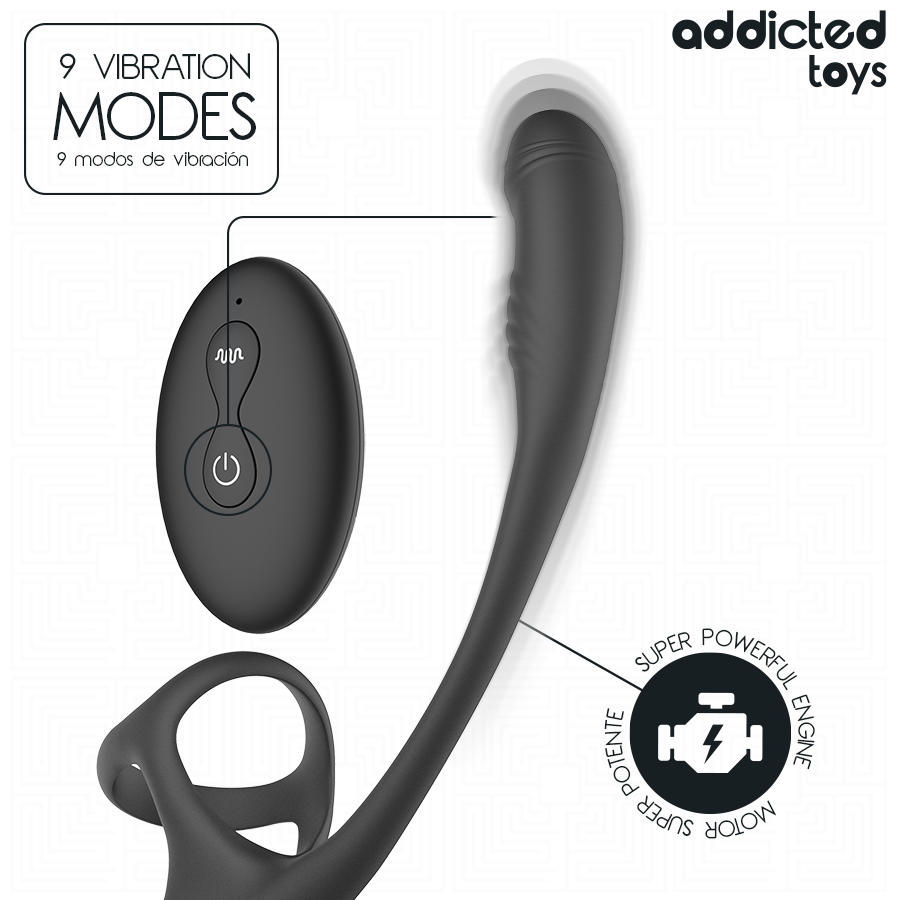 ADDICTED TOYS - PLUG ANALE CON VIBRAZIONE E OSCILLAZIONE A 360º E STIMOLATORE DEI TESTICOLI - immagine 6