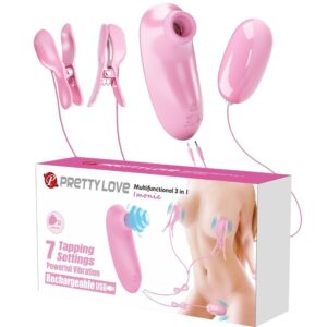 PRETTY LOVE – IMONIE SET MULTIFUNZIONALE 3 IN 1 CON VENTOSA, CAPEZZOLI E CLITORIDE