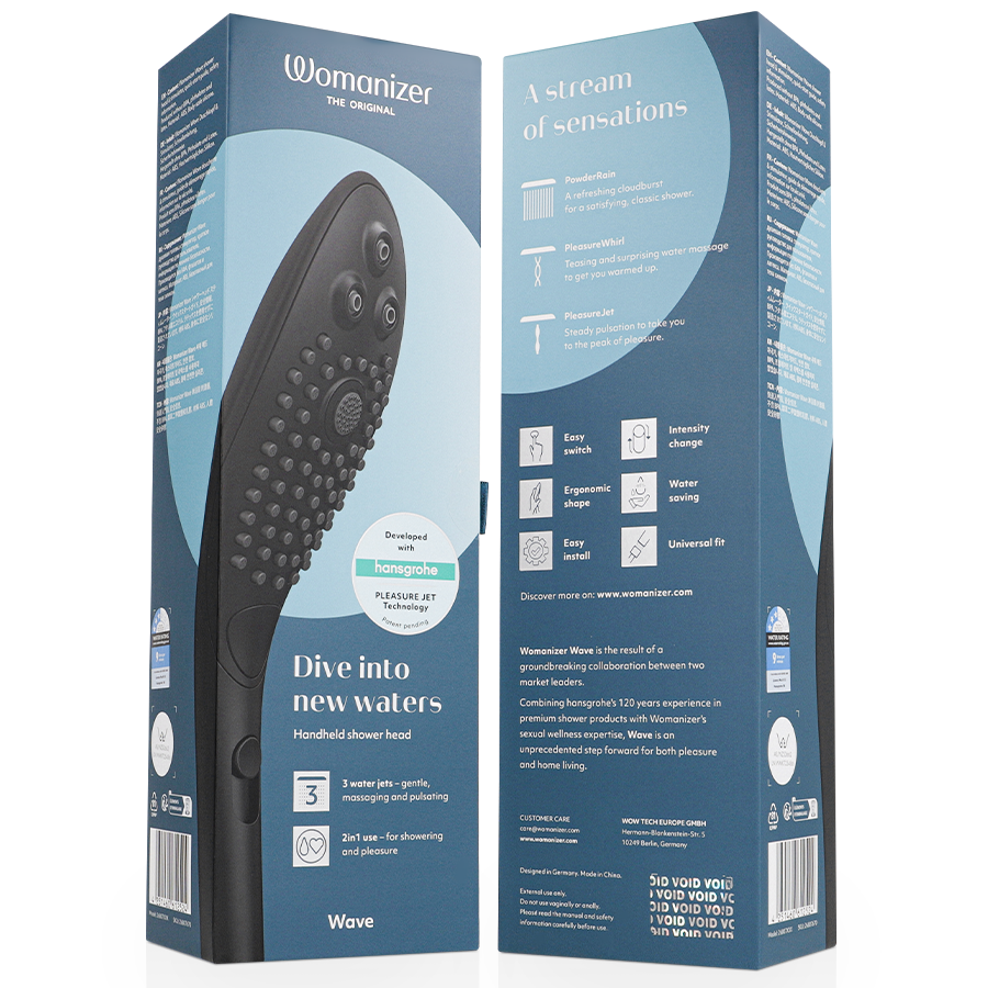 WOMANIZER - SOFFIONE DOCCIA STIMOLANTE CLITORIDEO WAVE NERO - immagine 5