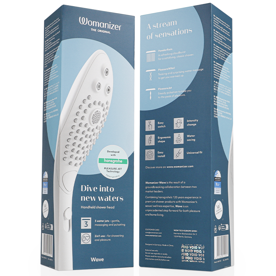 WOMANIZER - SOFFIONE DOCCIA STIMOLANTE CLITORIDEO WAVE BIANCO - immagine 5
