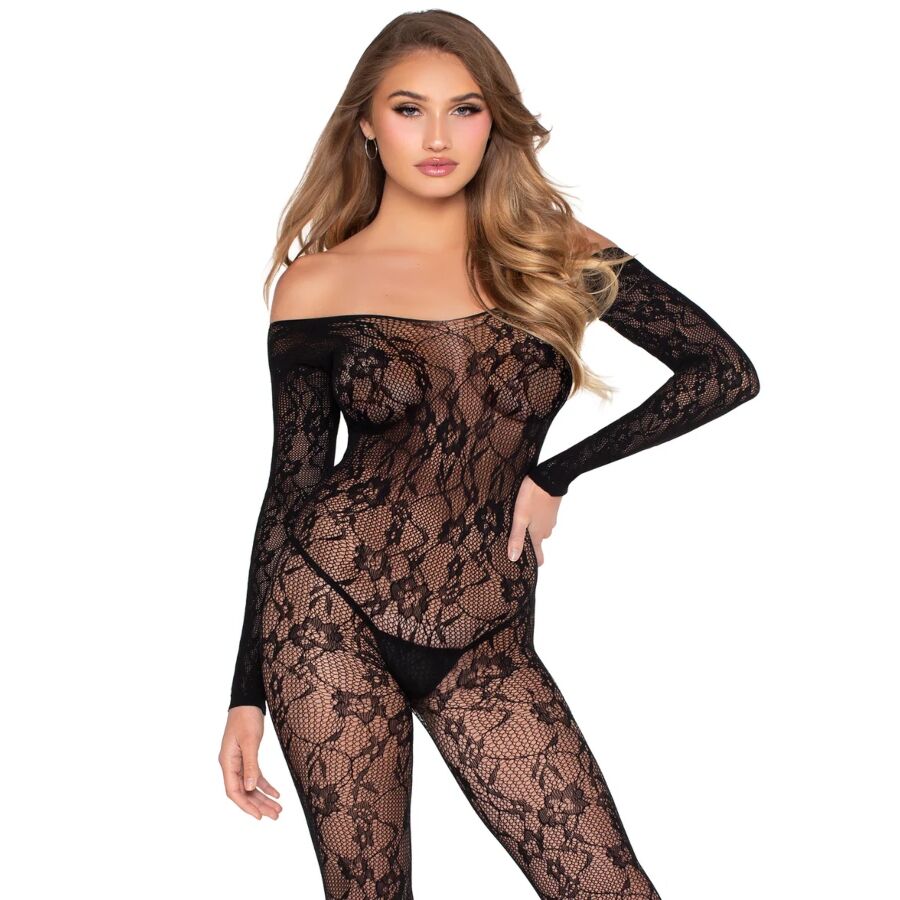 LEG AVENUE – 89366 BODYSTOCKING IN PIZZO NERO – TAGLIA UNICA LEG AVENUE – 89366 BODYSTOCKING IN PIZZO NERO – TAGLIA UNICA