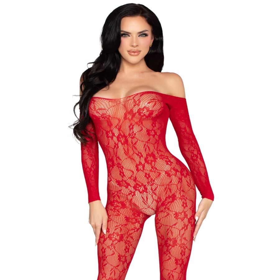 LEG AVENUE – 89366 BODYSTOCKING IN PIZZO ROSSO – TAGLIA UNICA LEG AVENUE – 89366 BODYSTOCKING IN PIZZO ROSSO – TAGLIA UNICA