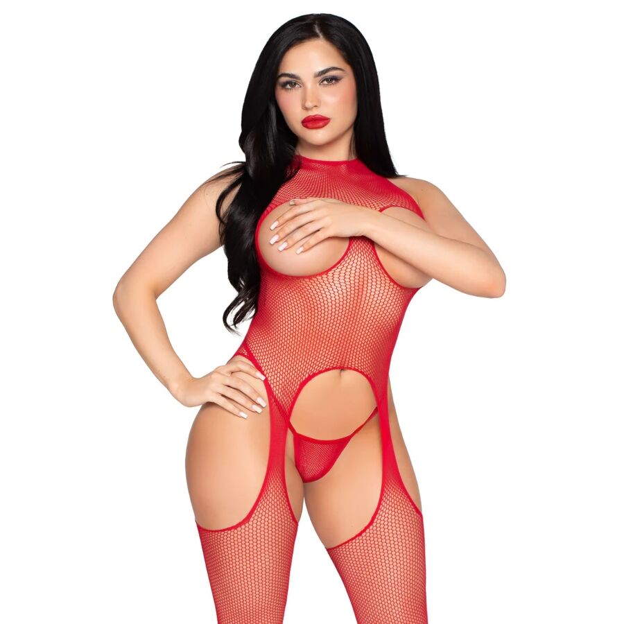 LEG AVENUE - 89374 BODYSTOCKING E SLIP SENZA COPPE ROSSO - TAGLIA UNICA - immagine 3